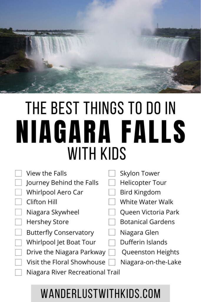 infographic - list of things to do in niagara falls with kids