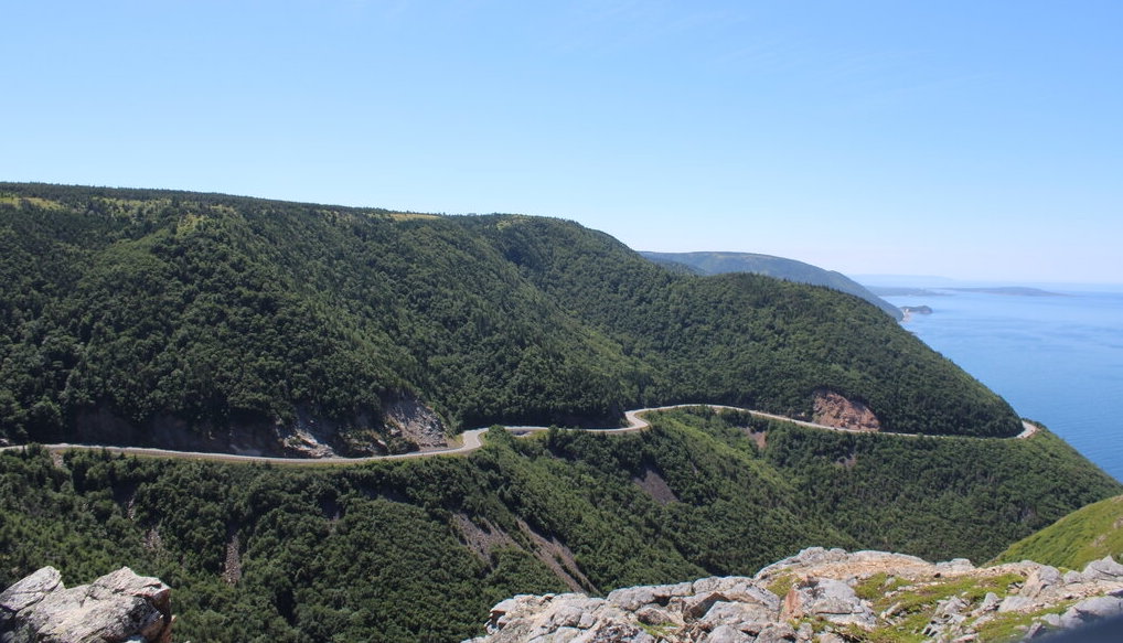 the Cabot Trail winding it's way along the coastline of Cape Breton