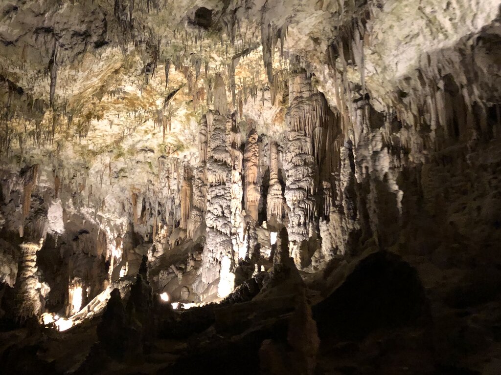 stalactites and stalagmites in Postojna Cave