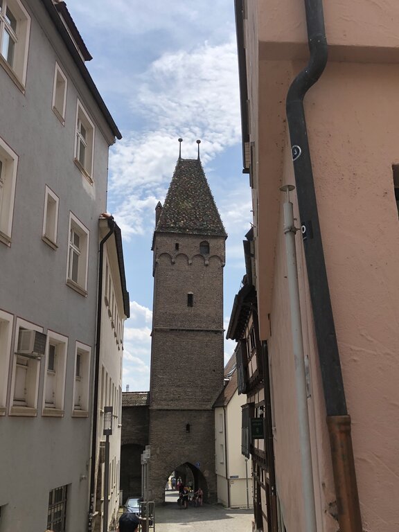 the leaning tower, or Metzgerturm, in Ulm Germany