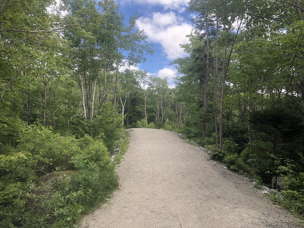 wide gravel path at long lake provincial park - one of the best hikes near halifax